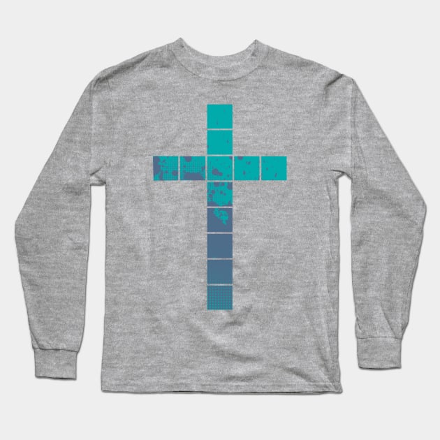 Blue and Purple cross Long Sleeve T-Shirt by AlondraHanley